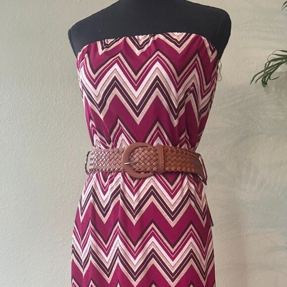 STELLA TWEED STRAPLESS CHEVRON PRINT MAXI DRESS - Picture 5 of 5